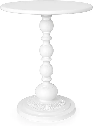 Funecy Mesa auxiliar pequeña de metal, mesa auxiliar redonda vintage en negro mate para mesita de noche o sofá, pequeña mesa de acento con pedestal