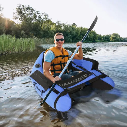 Miniatura 6 de Tubo de flotador de pesca con correas ajustables para mochila, bolsillos de almacenamiento, regla de pescado, barco de pesca con mosca con bomba