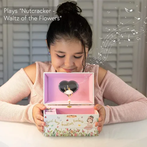 Miniatura 4 de The Memory Building Company Caja de música Joyero de bailarina para niñas y niños con collar y pulsera a juego Regalos de cumpleaños para niñas