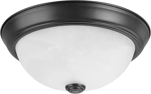 Miniatura 2 de Aspen Creative 63013-22, montaje empotrado de 2 luces en acabado bronce oscuro con vidrio de alabastro blanco, 11 pulgadas de diámetro, enchufe E26