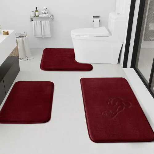 Miniatura 38 de HUXMEYSON Juego de alfombras de baño de 2 piezas, juego de alfombrillas antideslizantes y de secado rápido, alfombras de baño ultra suaves de Negro
