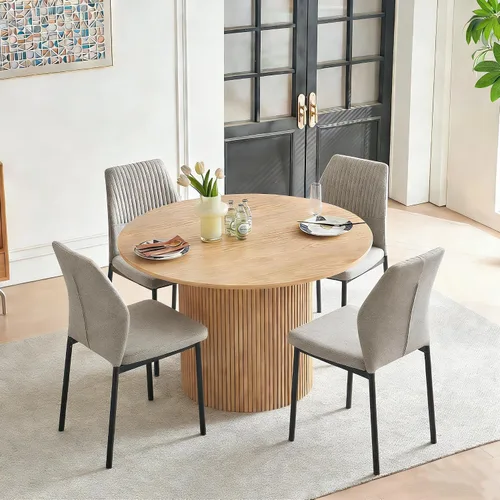 Miniatura 8 de Juego de mesa de comedor redonda de 37 pulgadas para 4, juego de café pequeño moderno de mediados de siglo para comedor, cocina y apartamento