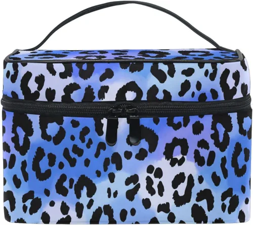 Bolsa de maquillaje, bolsa organizadora de maquillaje de viaje con estampado de leopardo rosa, neceser para niñas, mujeres y mujeres, Leopardo 090,