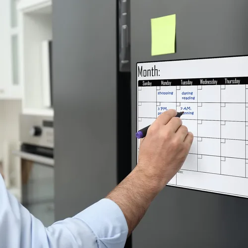 Miniatura 3 de Pizarra magnética con calendario mensual de borrado en seco, planificador de lista de comestibles de 16 x 12 pulgadas, calendario magnético