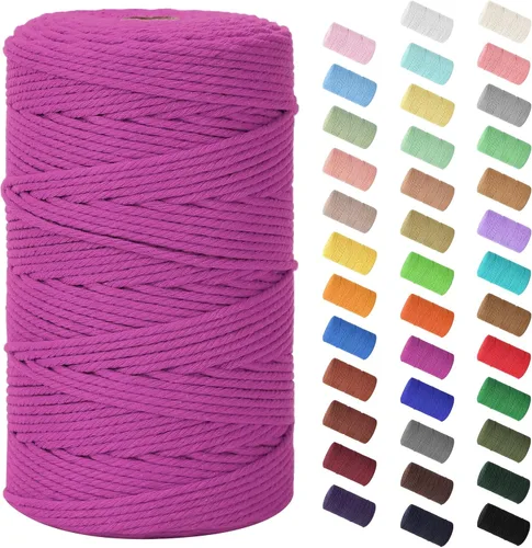 Miniatura 146 de Cordón de macramé de 0.079 in x 380 yardas (1140 pies), cuerda de algodón natural para colgar en la pared, ganchos de plantas, manualidades, Beige
