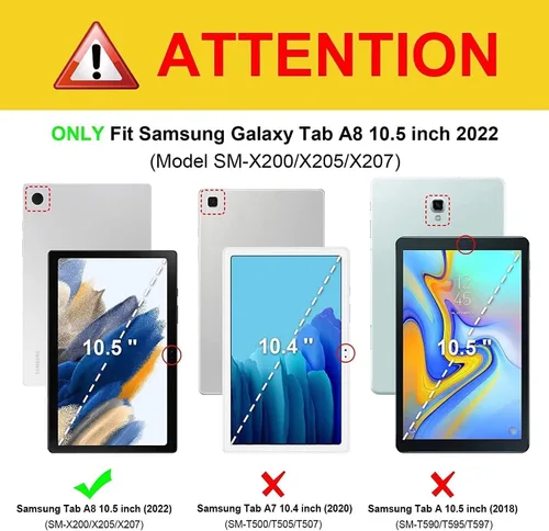 Miniatura 2 de Funda para Samsung Galaxy Tab A8 de 10.5 pulgadas modelo 2022 (SM-X200/X205/X207), función de encendido y apagado automático, cubierta plegable