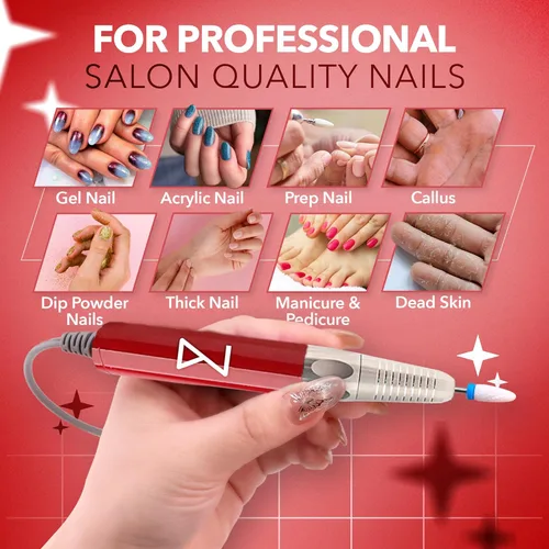 Miniatura 4 de M Max - Taladro de uñas profesional - Taladro de uñas con motor 2 en 1 sin escobillas - Eléctrico, inalámbrico, carcasa de aleación de aluminio