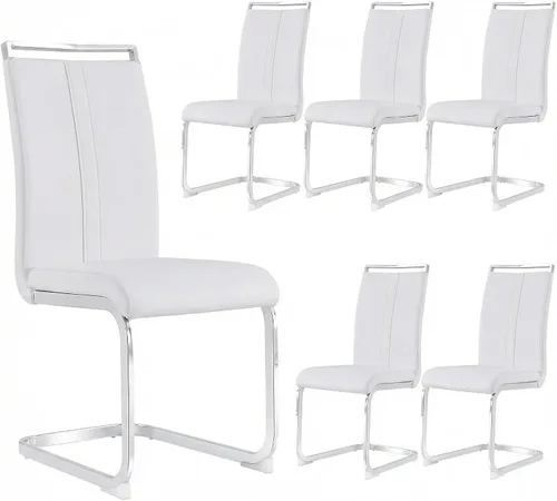 Miniatura 36 de Juego de 2 sillas de comedor modernas con esponja de alta densidad tapizada y patas de metal, sillas para comedor, sillas de comedor de piel