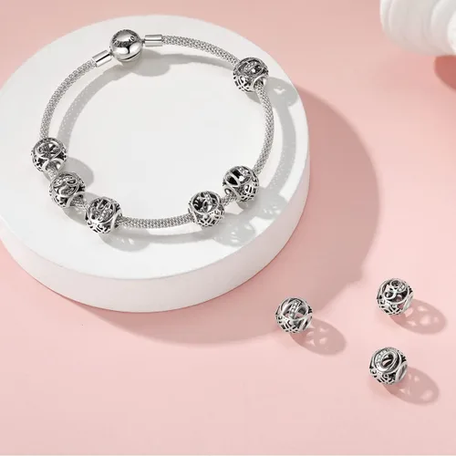 Miniatura 3 de TIZU Dijes de plata de ley 925 para dijes, pulseras, cuentas iniciales del alfabeto, joyería de regalo para mujeres