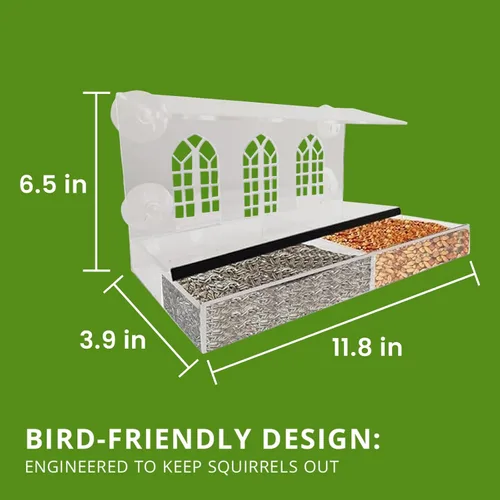 Miniatura 6 de Nature Gear Comedero acrílico transparente para pájaros para ver ventanas, resistente a la intemperie y fácil de limpiar con bandeja deslizante