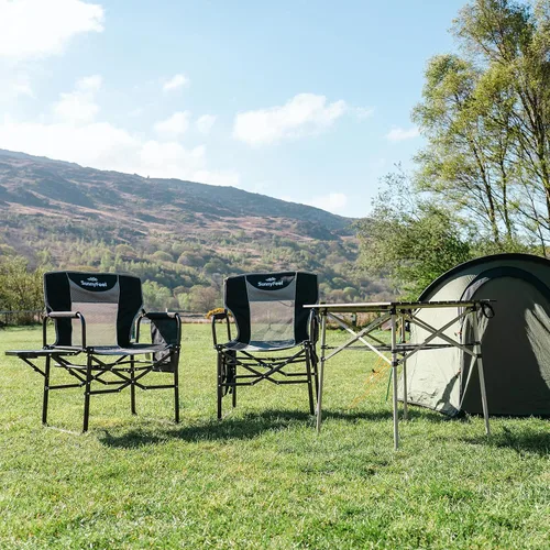 Miniatura 2 de SUNNYFEEL Silla de directores de camping, resistente, silla plegable portátil de gran tamaño con mesa auxiliar, bolsillo para playa, pesca, viaje