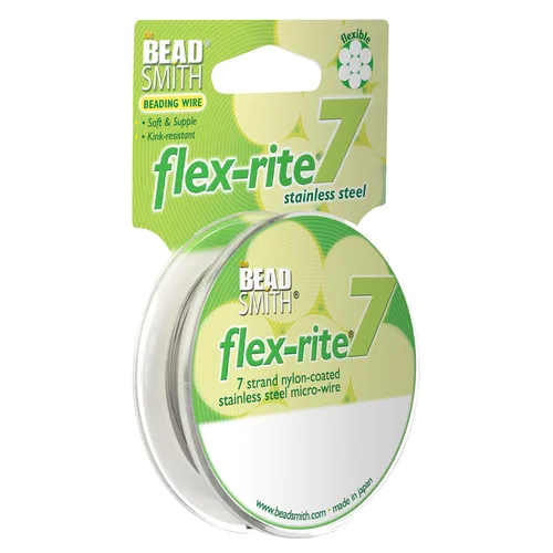 Miniatura 29 de The Beadsmith Flex-Rite - Alambre de acero inoxidable recubierto de nailon de 7 hebras, 0.007 pulgadas de diámetro, transparente, carrete de 30