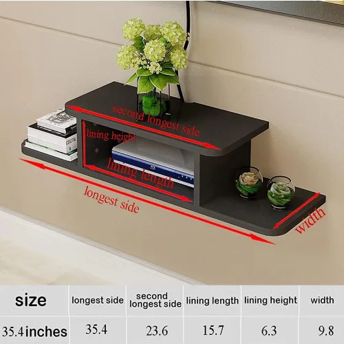 Miniatura 2 de BiJun Estante flotante de TV, estantes flotantes para centro de entretenimiento en la pared, soporte de TV flotante montado en la pared, consola