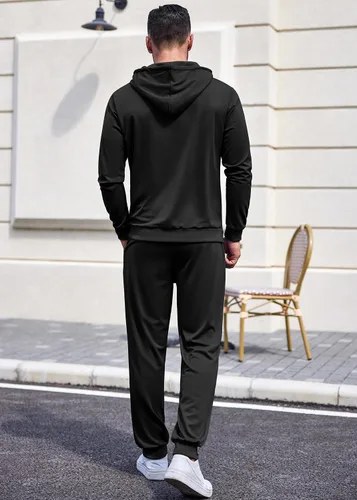 Miniatura 3 de COOFANDY Conjunto deportivo de 2 piezas de manga larga para hombre, conjunto casual con capucha