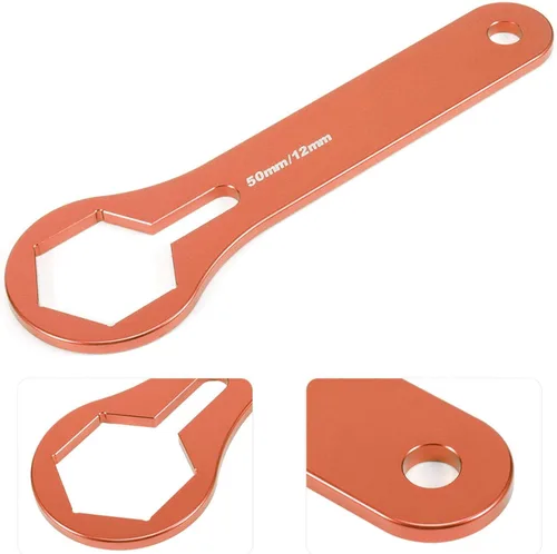 Miniatura 5 de Llave de horquilla para suspensión de motocicleta, 1.969 in, aleación de aluminio, naranja, apta para 125 150 250 350 450 550 SX XCWP