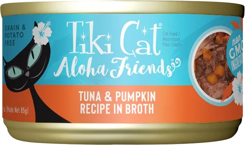 Miniatura 15 de Tiki Cat Aloha Friends, atún y calabaza, sin granos y alta humedad, alimento húmedo para gatos para todas las etapas de la vida, latas de 5.5 onzas
