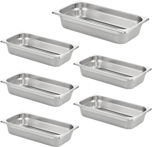 Miniatura 26 de HECMAC Paquete de 6 Tapas de Bandeja de Hotel de Tamaño 1/2 con Muescas, Acero Inoxidable Sólido Resistente para Mesa de Vapor, Tapa de Bandeja
