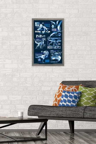 Miniatura 2 de Trends International Jurassic World: Fallen Kingdom - Póster de pared con cuadrícula, 14.725 x 22.375 pulgadas, versión enmarcada de madera