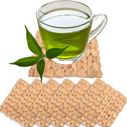 Posavasos absorbentes de jacinto de agua para bebidas, posavasos tejidos para mesa de café, posavasos de tazas, decoración de artículos para el
