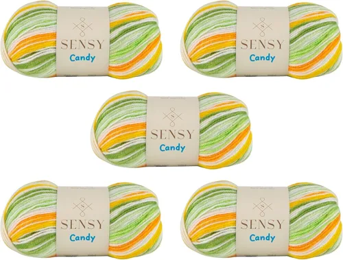 Miniatura 26 de Sensy Candy Yarn - Hilo de 5 madejas, 3.5 onzas, 251 yardas, multicolor para ganchillo y tejido, calibre ligero 3