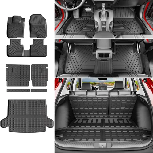 Miniatura 13 de powoq Tapete de suelo compatible con Honda Pilot 2016-2022 con alfombrilla de respaldo, forro de carga de repuesto para accesorios Honda Pilot