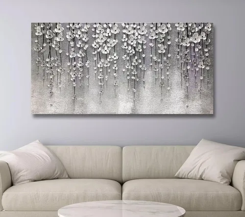 Miniatura 2 de Yika Art Pinturas 3D de 24 x 48 pulgadas, pintura al óleo abstracta moderna pintada a mano sobre lienzo, obra de arte abstracta para decoración