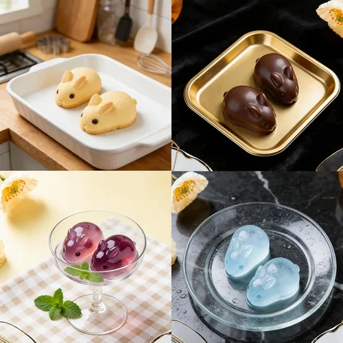 Miniatura 7 de Moldes 3D de silicona para cubitos de hielo de conejo, 2 moldes de resina de silicona en forma de conejo para mousse, fondant y helado, 6 cavidades