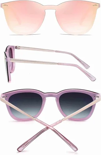 Miniatura 5 de Rimless Wayfarer Anteojos de sol en una sola pieza lente espejo reflectante, anteojos para hombres mujeres