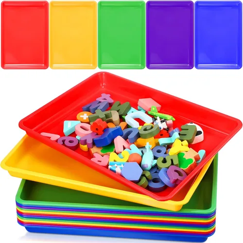 Miniatura 12 de Maitys Paquete de 15 bandejas de arte de plástico de 12 x 16 pulgadas, bandejas sensoriales para proyectos de bricolaje, pintura, cuentas, joyería