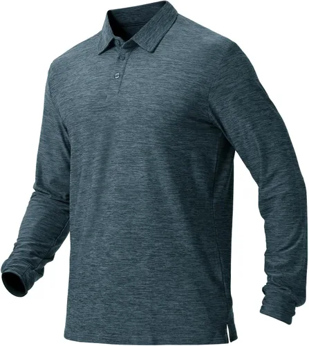 Miniatura 79 de NAVISKIN Camisas polo de manga larga para hombre, camisas de golf con cuello UPF 50 SPF para hombre, secado rápido, absorbe la humedad
