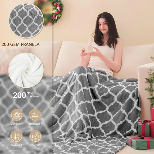 Miniatura 2 de Homemate - Manta eléctrica térmica de franela suave - 50"x60" con 10 niveles de calor rápido, 8 horas de apagado automático, protección contra