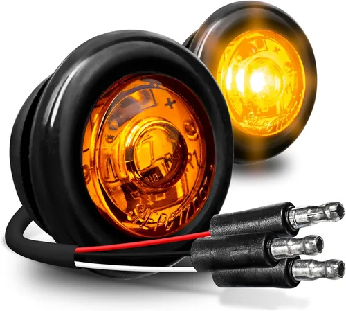TRUE MODS - 2 luces marcadoras LED redondas de 3/4 pulgadas ámbar para remolque de 12V [3 cables/DRL y señal de giro] [DOT FMVSS 108] [SAE P2PC]