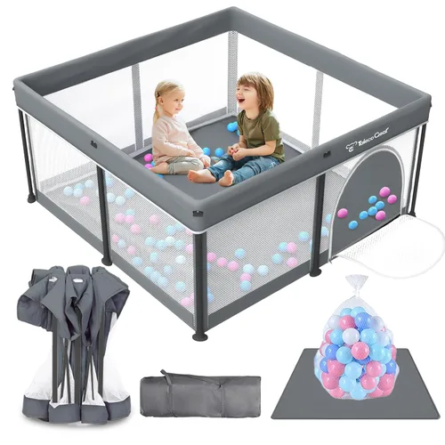 Miniatura 9 de Corral de juego plegable para bebés Taleco Gear con alfombra, 50''x50'' corral para bebés y niños pequeños, corral para bebés con puerta