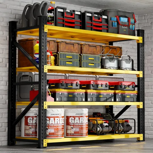 Miniatura 8 de Estantería de garaje resistente de 3000 libras, estantes de metal de 47 pulgadas de ancho, estantes de garaje ajustables de 4 niveles, estantes