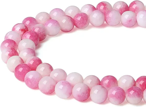 Miniatura 2 de LAIDANLA Cuentas de piedra natural de turmalina rosa y jade, cuentas sueltas redondas de 8 mm, cuentas de piedra preciosa para hacer pulseras, Jade