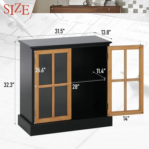 Miniatura 2 de MAISON ARTS Armario decorativo con 2 puertas, armario de almacenamiento decorativo de granja para entrada, sala de estar, aparador de cocina