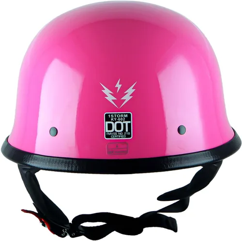 Miniatura 5 de 1Storm Casco de media cara para motocicleta, estilo alemán abierto, aprobado por DOT: HKY602 rosa brillante
