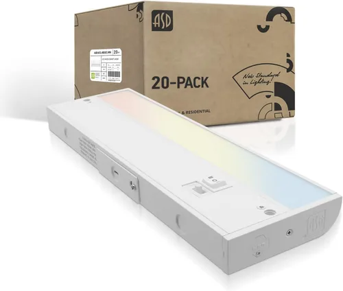 Miniatura 14 de ASD Iluminación LED de 45 cm para debajo del gabinete enchufable o cableada, interruptor alto/bajo/apagado, 8W 120V 3 CCT 2700K/3000K/4000K CRI90+