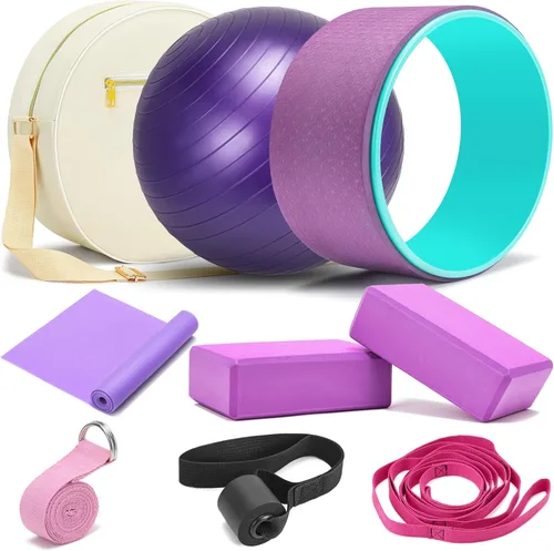 Miniatura 9 de Juego de rueda de yoga todo en uno, rueda de rodillo de espuma suave para el dolor de espalda y estiramiento, juego de bloques de yoga 2 piezas