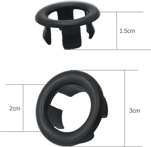 Miniatura 3 de Paquete de 4 cubiertas de anillo de desbordamiento para fregadero de baño de cocina, agujero de fregadero de baño, tapa de drenaje redonda para Negro