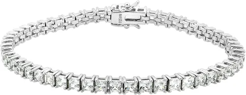 Tienda Collection Platinum or Gold Plated Sterling Silver Princess-Cut Tennis Bracelet made with Infinite Elements Zirconia, 7.25"