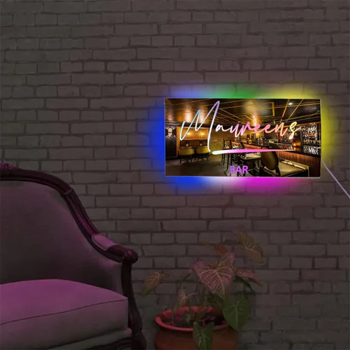 Miniatura 3 de Espejo de barra de nombre LED personalizado, letreros de neón iluminados para decoración de pared para bar en casa, día de San Valentín y regalos
