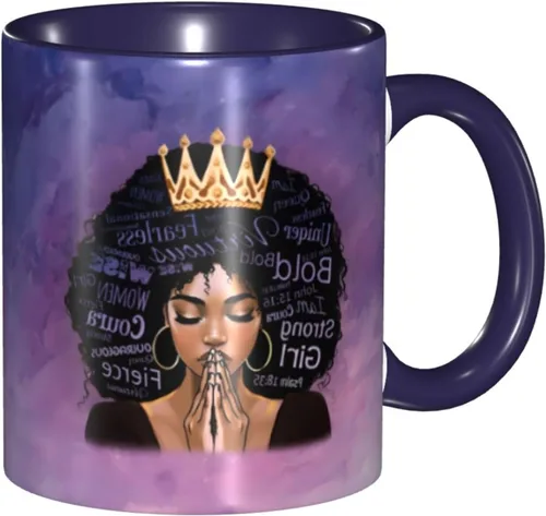 Miniatura 19 de Taza de café, taza de té para mujeres y niñas, taza de diseño único, perfecta para regalos, mujeres afroamericanas afro