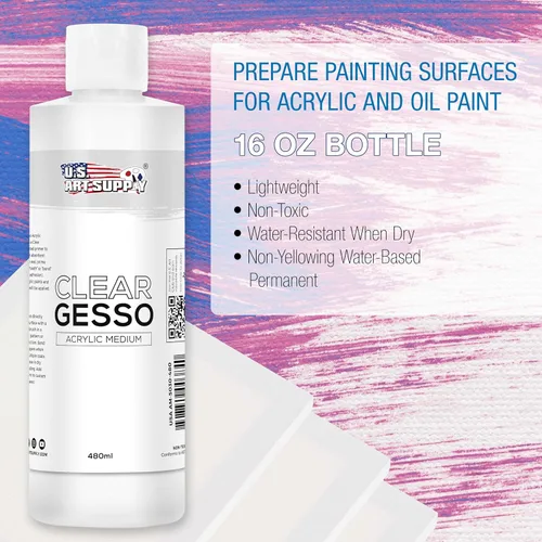 Miniatura 2 de U.S. Art Supply imprimación de gesso negro - 16.9 oz (500 ml) para pintura al óleo y acrílica - Cobertura superior, preparación de lienzo, pintura