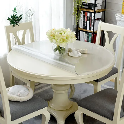 Miniatura 6 de HUHJYUGE Protector transparente de 16 pulgadas, protector de mantel impermeable, cubierta de plástico transparente para mesa de comedor, a prueba