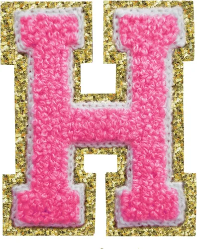 Miniatura 52 de Parches de letras termo-adhesivas de felpilla para chaquetas, parches de letras universitarias con brillantina para planchar en la letra azul A