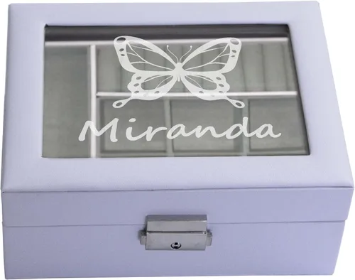 My Personal Memories Joyero personalizado para niñas grabado personalizado con nombre y bailarina sirena unicornio y más blanco
