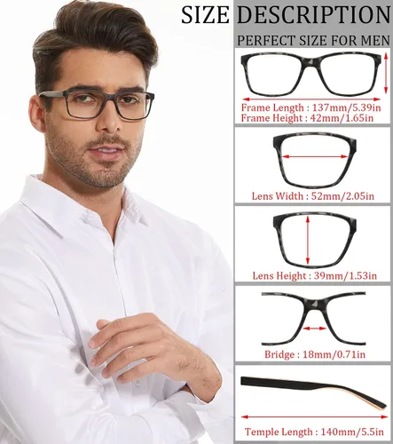 Miniatura 3 de Paquete de 4 Gafas de Lectura con Bloqueo de Luz Azul para Hombres, Anteojos Cómodos y Ligeros con Bisagra de Resorte Flexible, Anti Fatiga Paquete