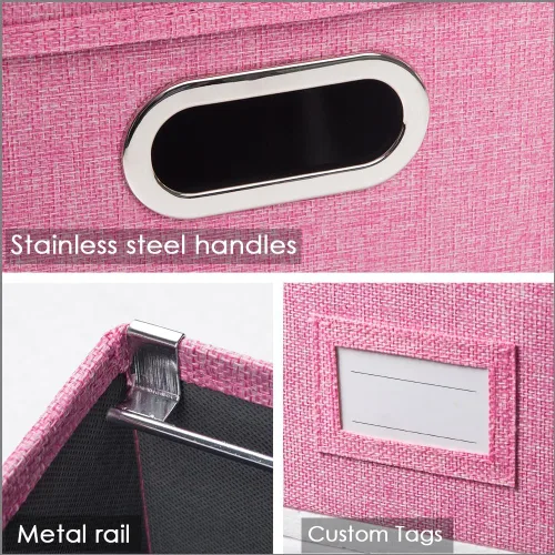 Miniatura 5 de PRANDOM Caja Organizadora de Archivos - Juego de 1 Caja de Almacenamiento de Archivos Colgantes Plegable Decorativa de Lino con Tapas para Gabinete