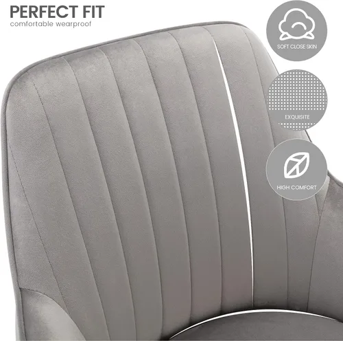 Miniatura 6 de Gold Thumb Juego de 2 sillas de comedor de terciopelo con respaldo medio, sillón moderno de ocio con patas chapadas en oro, silla tapizada para sala